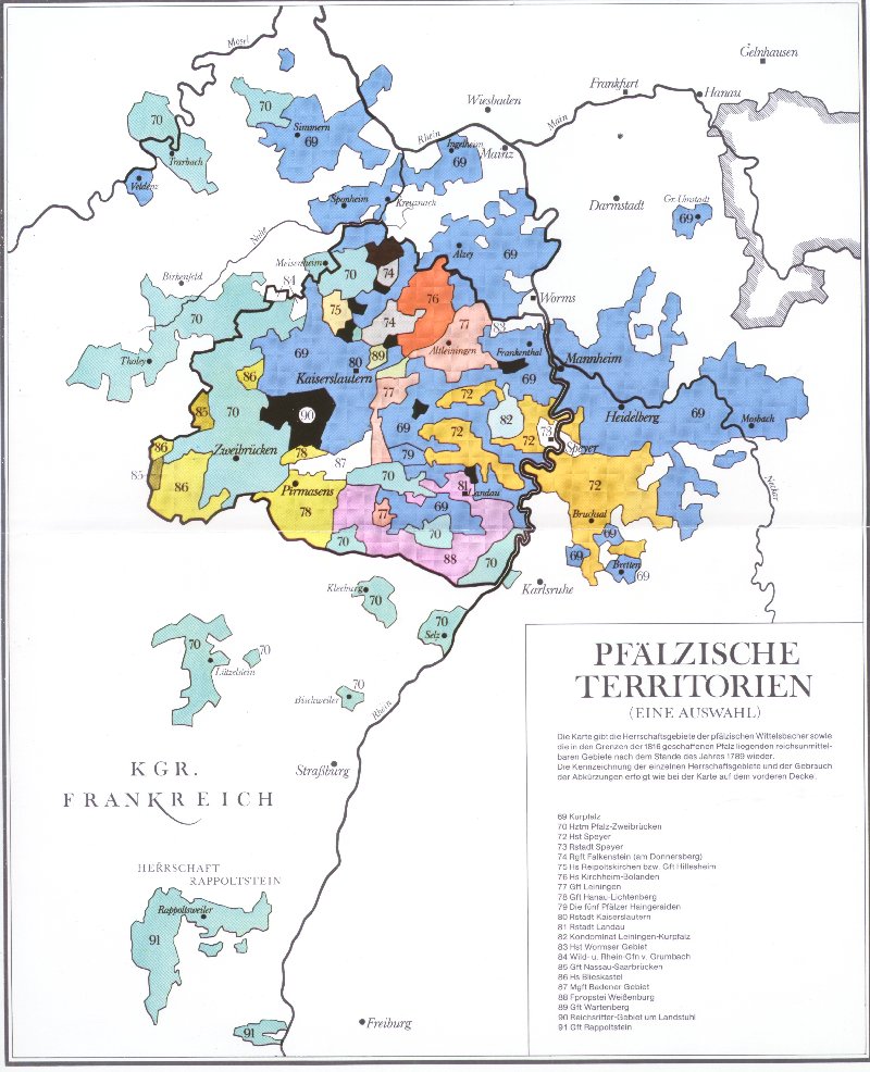 Historische Karte der Pfalz von 1789