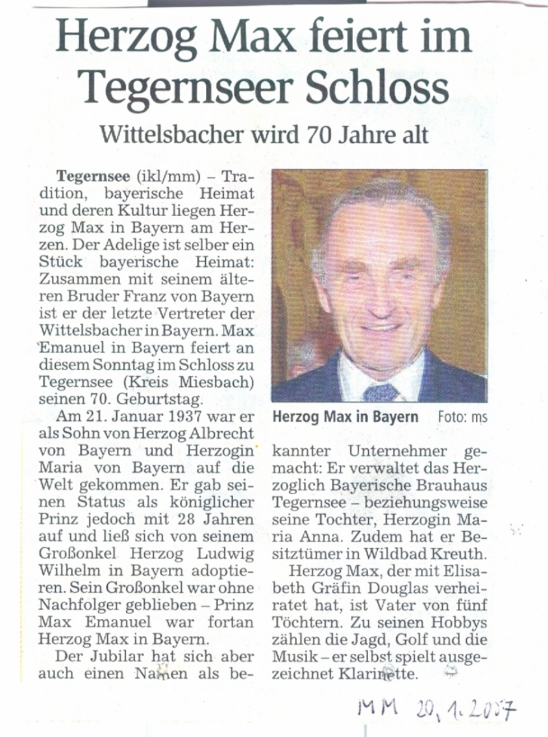 Herzog Max in Bayern 70 Jahre