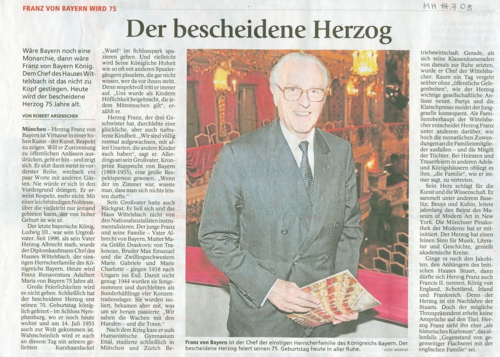Herzog Franz 75 Jahre